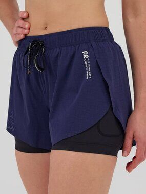 Bandit Running Women's Vento Dua Short Navy Blue Black Running Bike Shorts Large